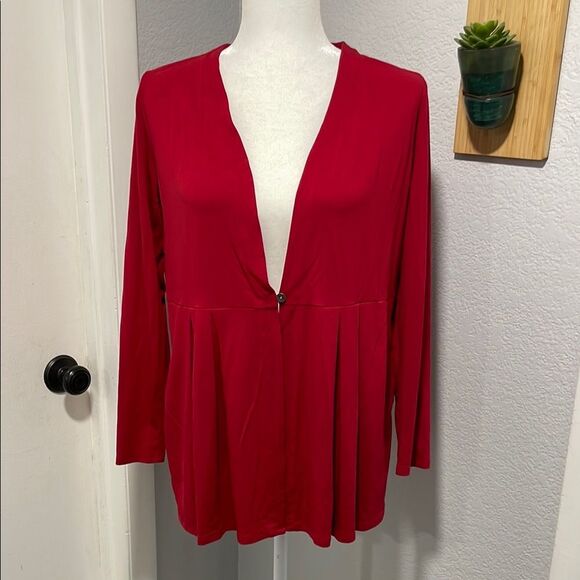 J. Jill Wearever Collection Red One Button Cardigan Size Small Petite - Picture 1 of 8